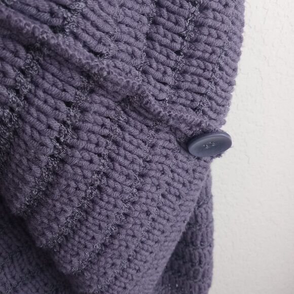 Cardigan Sweater Women's XL Lavender Purple One Button Chunky Knit Grandmacore - Picture 13 of 15